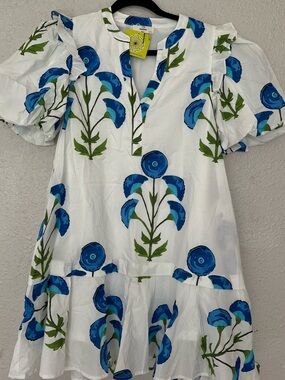 BellanBlue Blue and White Floral Midi Dress